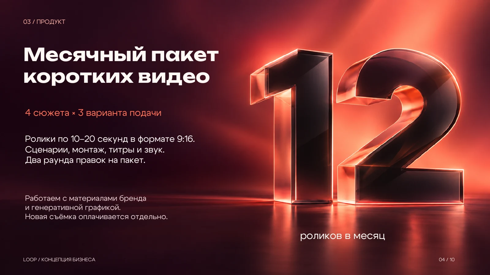 Продукт: месячный пакет коротких видео