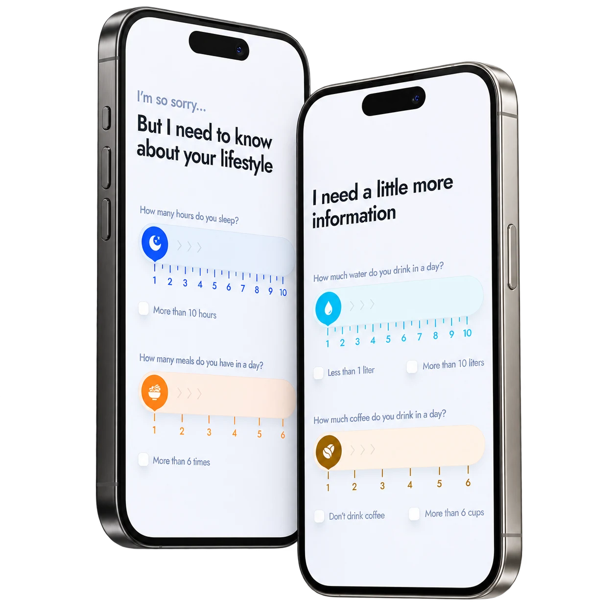 Overlapping 3D iPhones showing the lifestyle scales