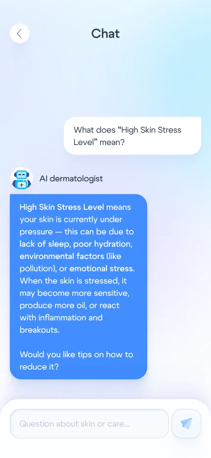 Chat response explaining a skin result